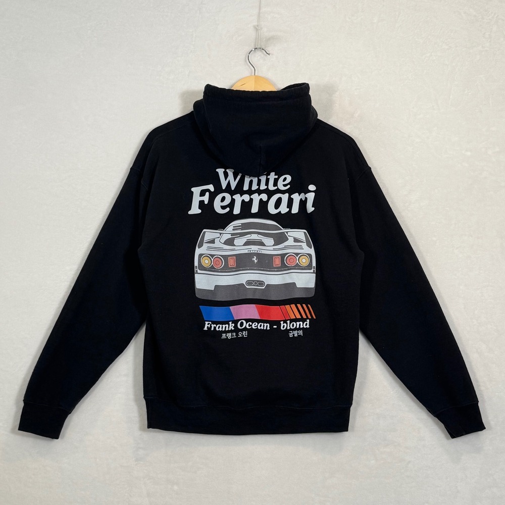 Frank Ocean Black White Ferrari Graphic Hoodie Medium